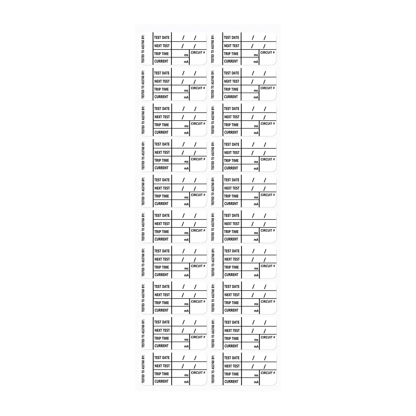 Slimline Small RCD Test Tags (200 pack) 35mm x 17mm