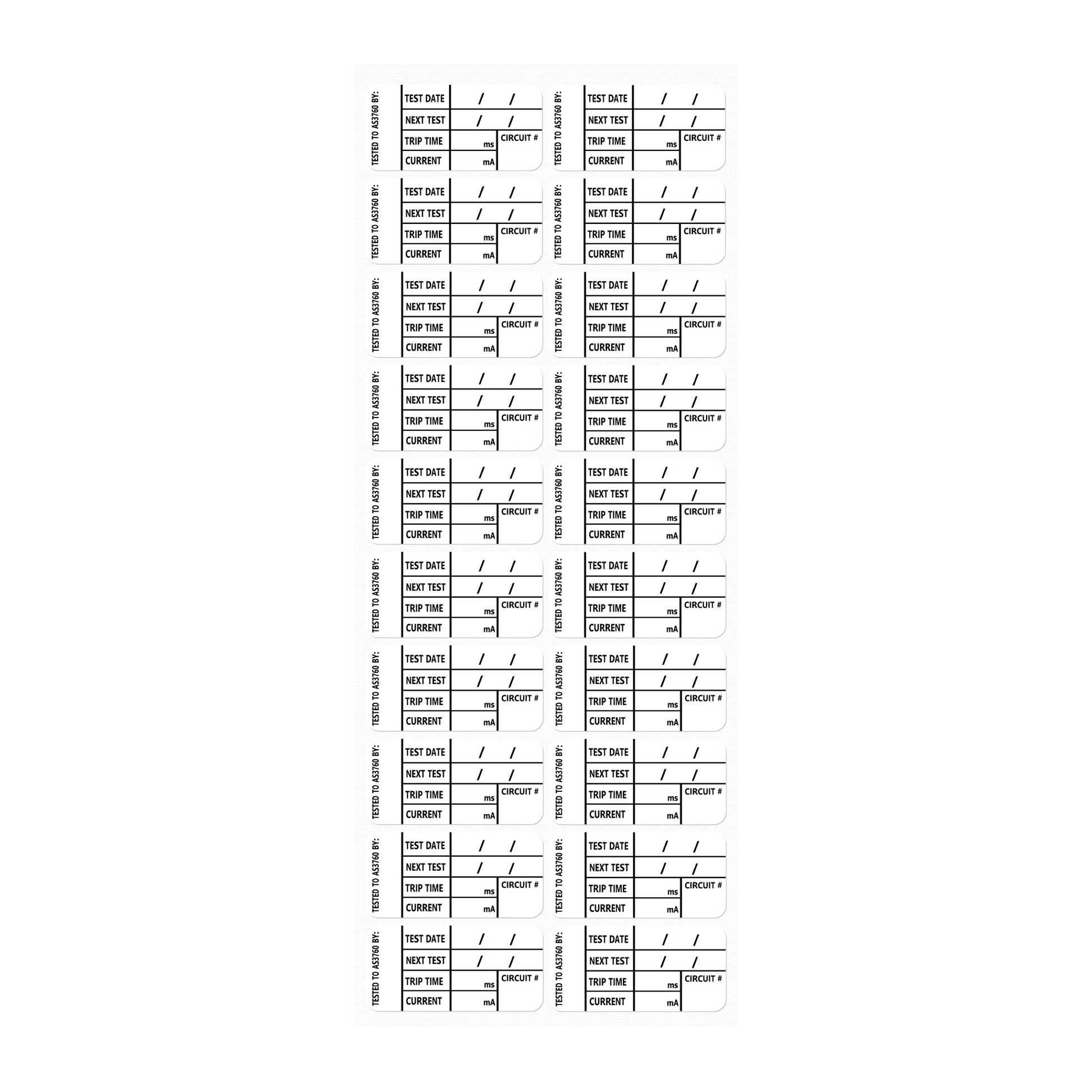 Slimline Small RCD Test Tags (200 pack) 35mm x 17mm - 1