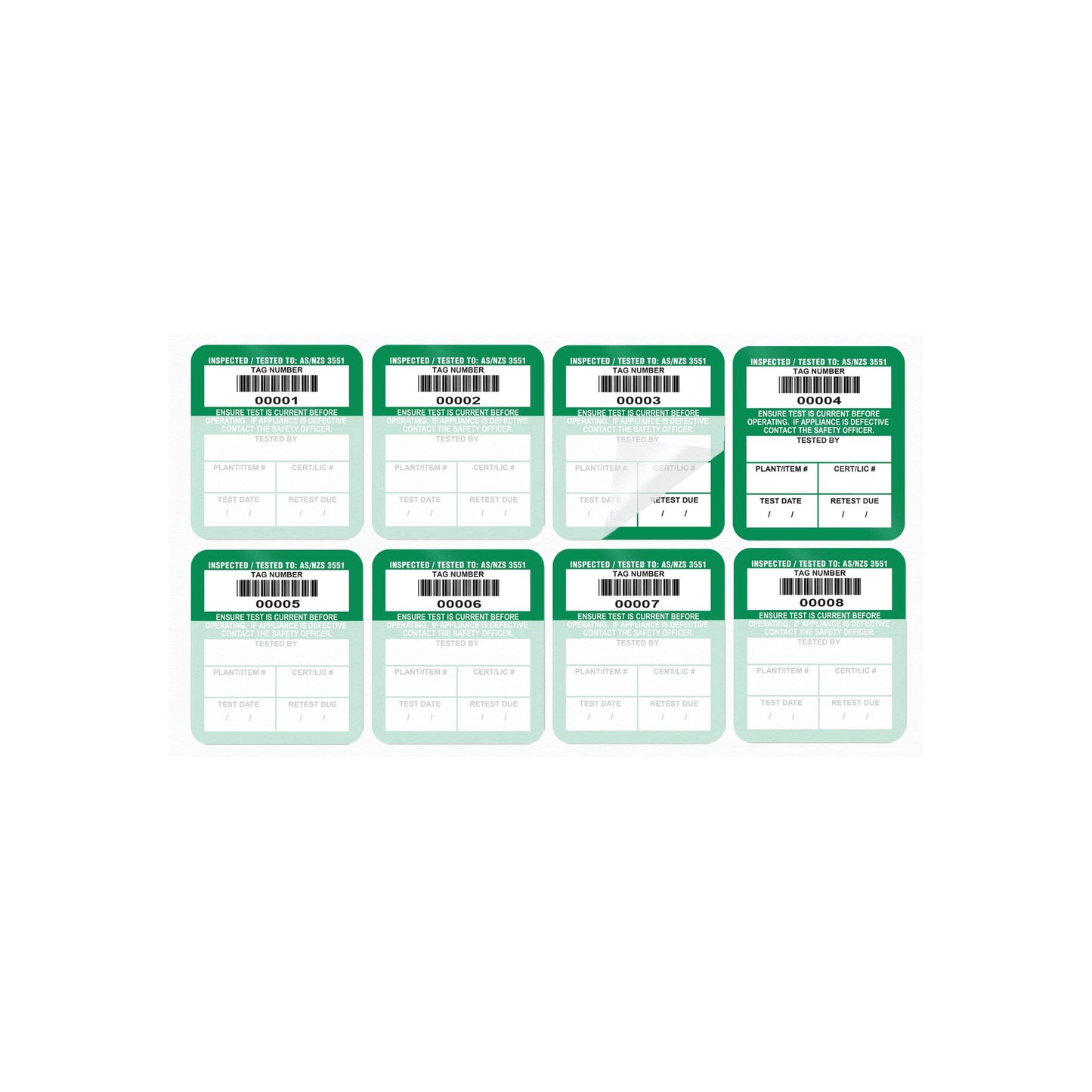 AS3551 Medical Self Laminating 42mm x 48mm Surface Mount Tags (100 pack)