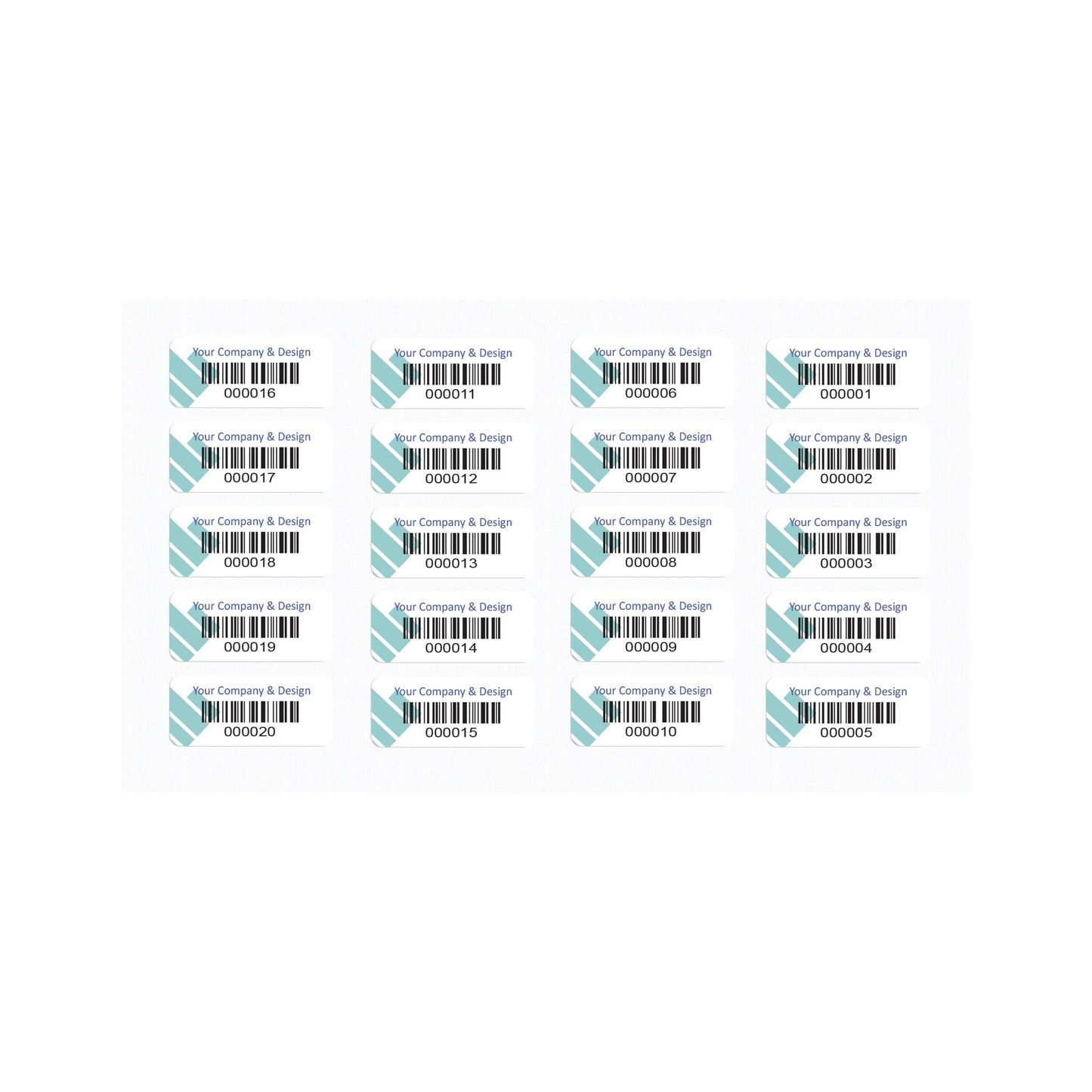 Heavy Duty Laminated 37mm x 16mm 1D Barcode Tag Sequentially Numbered (500 pack)
