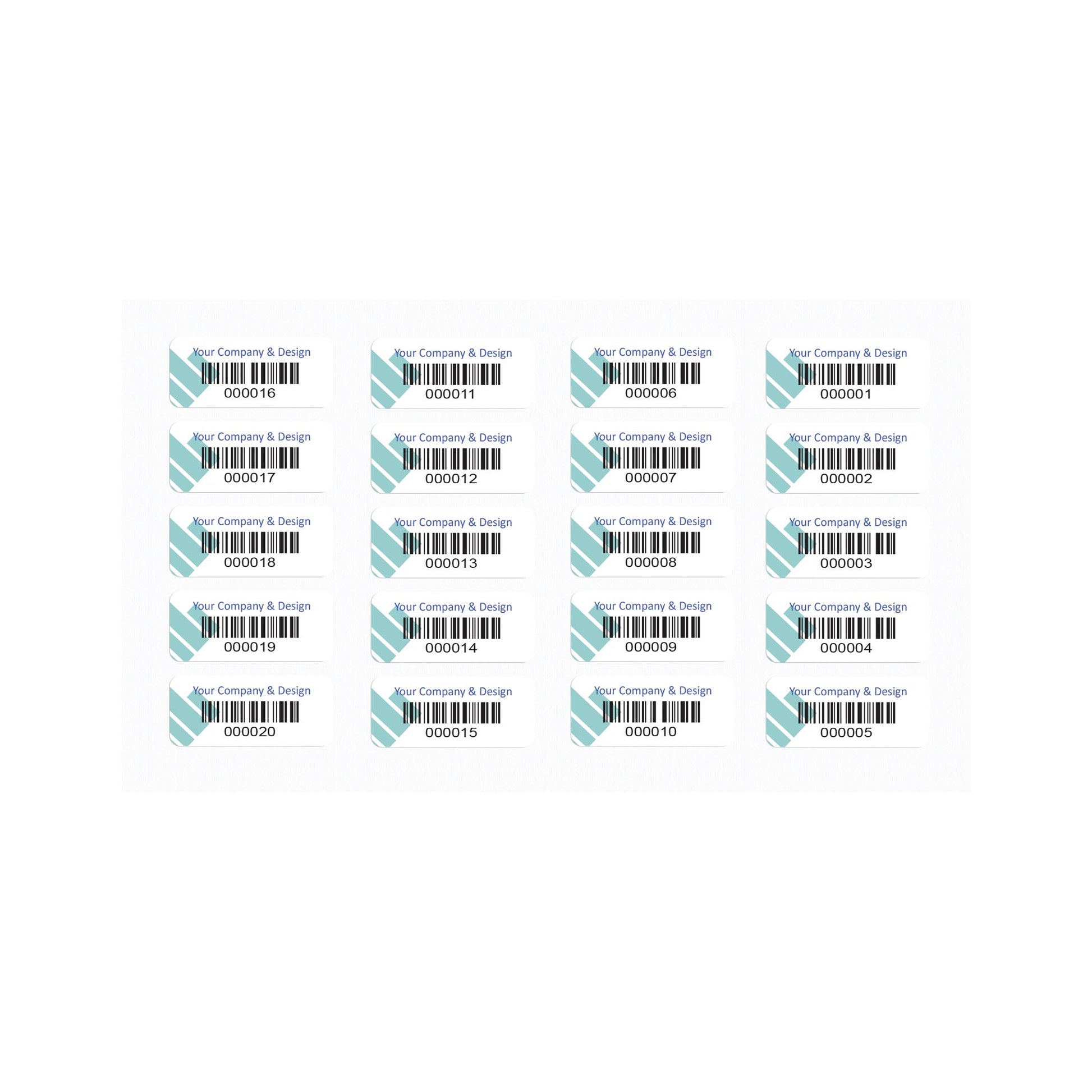 Heavy Duty Laminated 37mm x 16mm 1D Barcode Tag Sequentially Numbered (500 pack) - 1