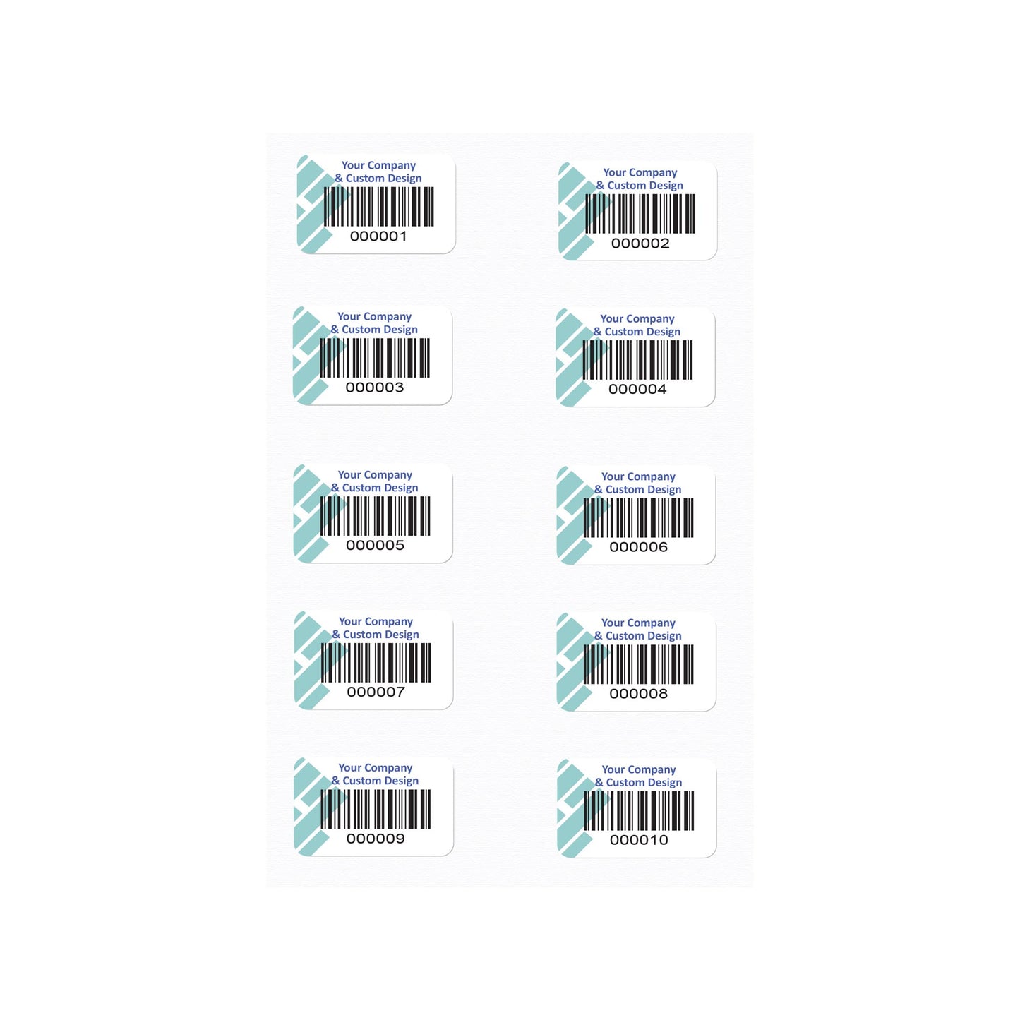 Heavy Duty Laminated 40mm x 25mm 1D Barcode Tag Sequentially Numbered (500 pack)