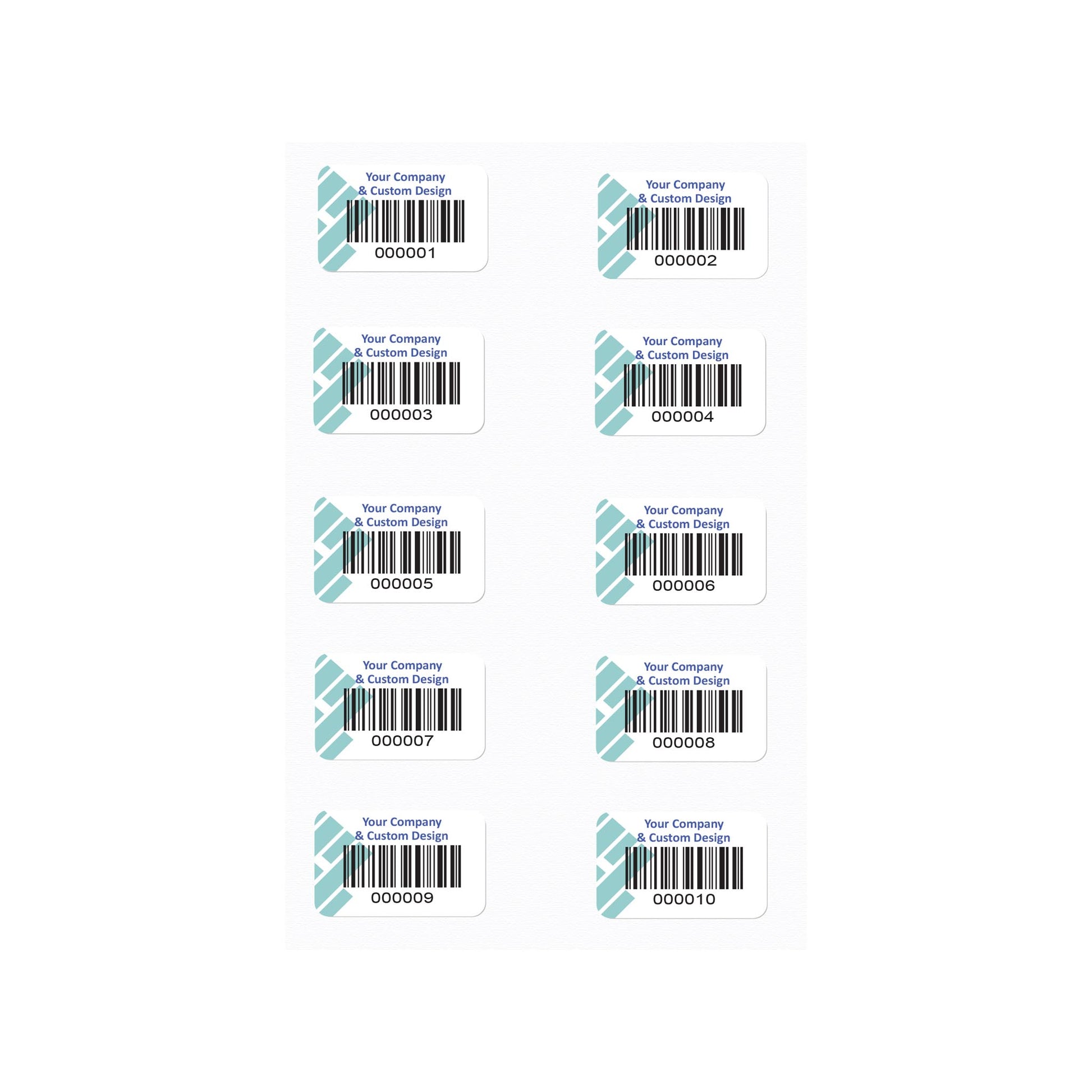 Heavy Duty Laminated 40mm x 25mm 1D Barcode Tag Sequentially Numbered (500 pack) - 1
