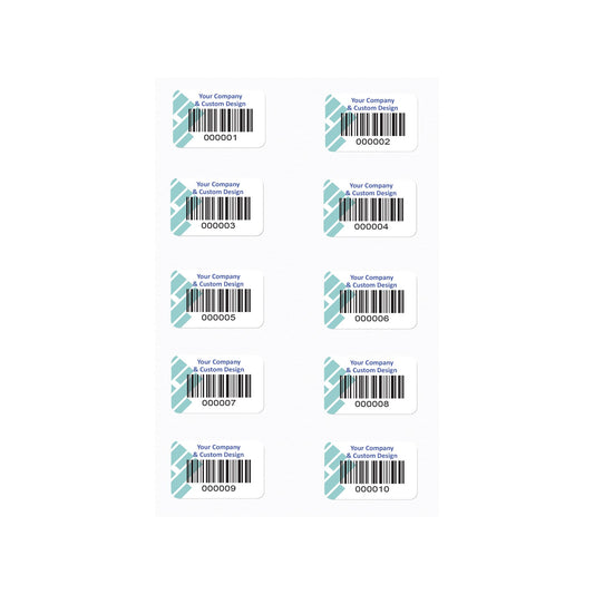 Heavy Duty Laminated 40mm x 25mm 1D Barcode Tag Sequentially Numbered (500 pack)