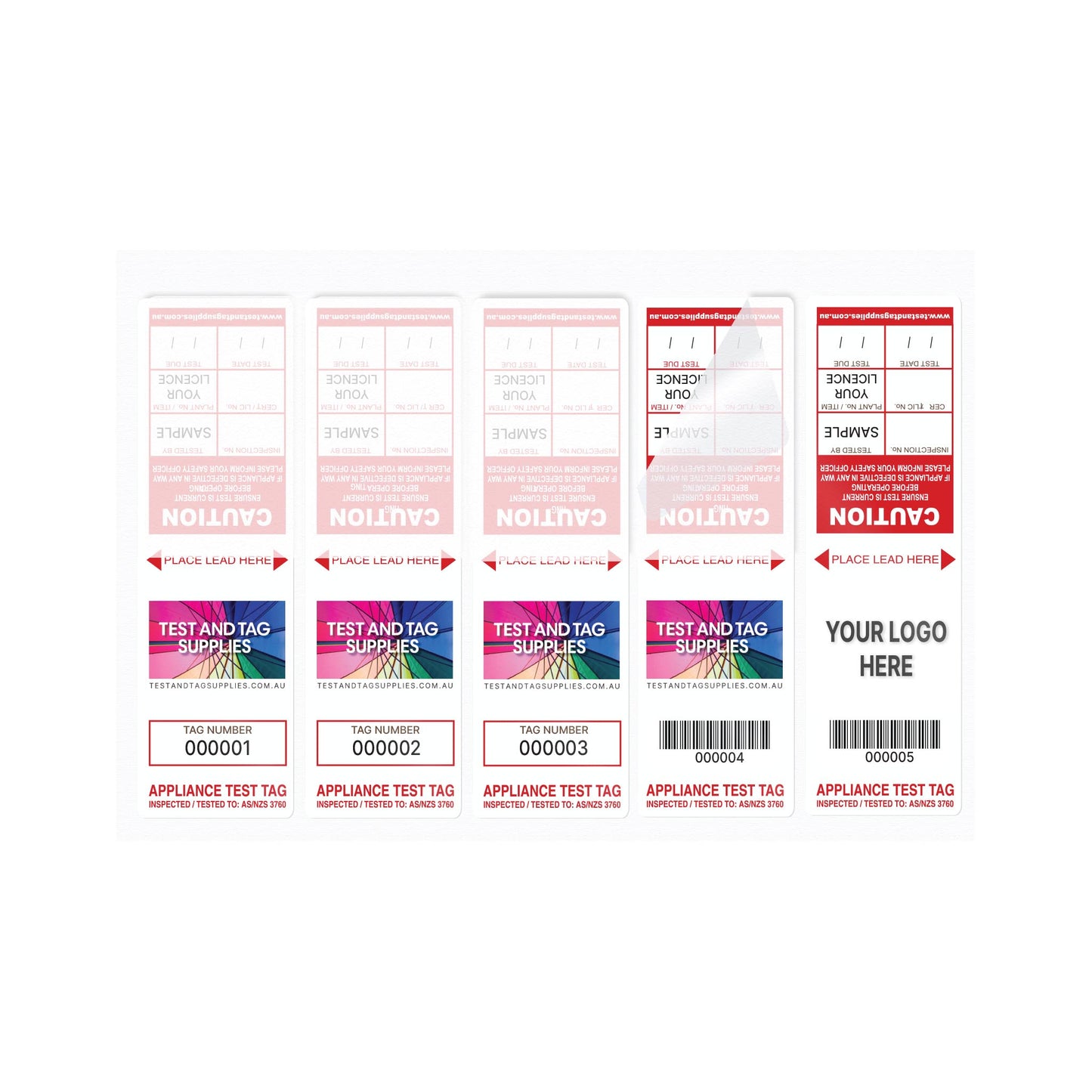 Customised Slimline Self Laminating Test Tags (500 pack) - with pens