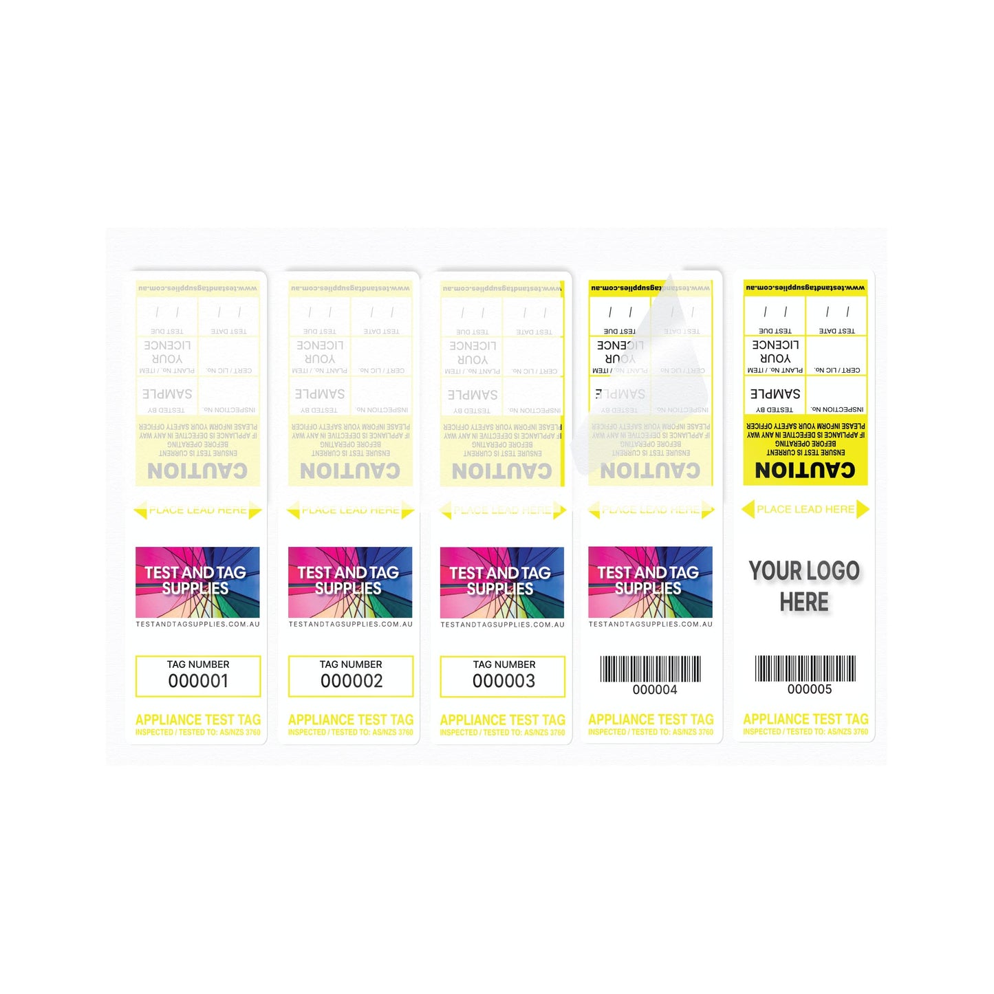 Customised Slimline Self Laminating Test Tags (500 pack) - with pens
