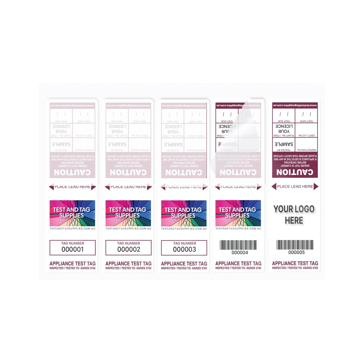 Customised Slimline Self Laminating Test Tags (500 pack) - with pens