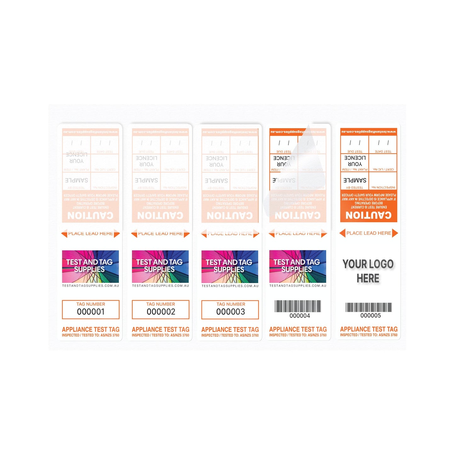 Customised Slimline Self Laminating Test Tags (500 pack) - with pens
