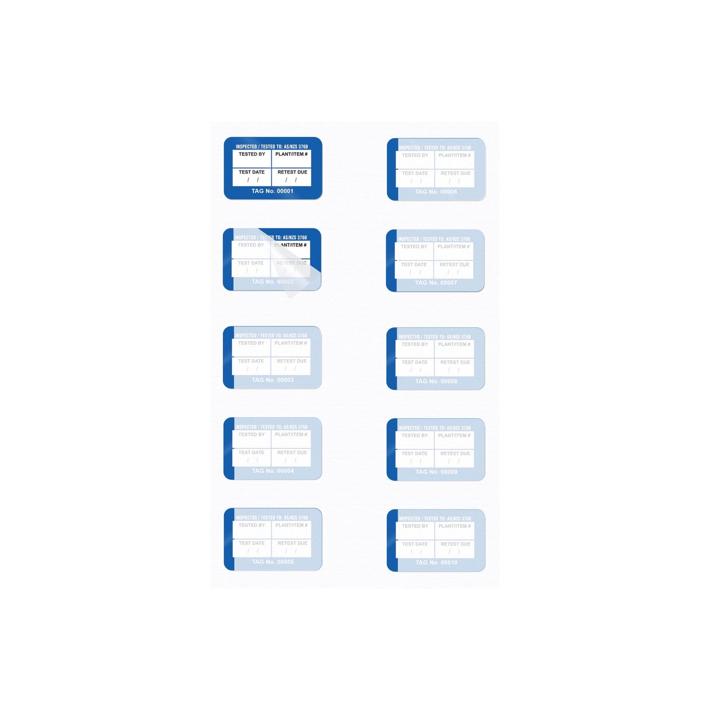 Self Laminating Surface Mount Test Tags 40mm x 25mm (100 pack)