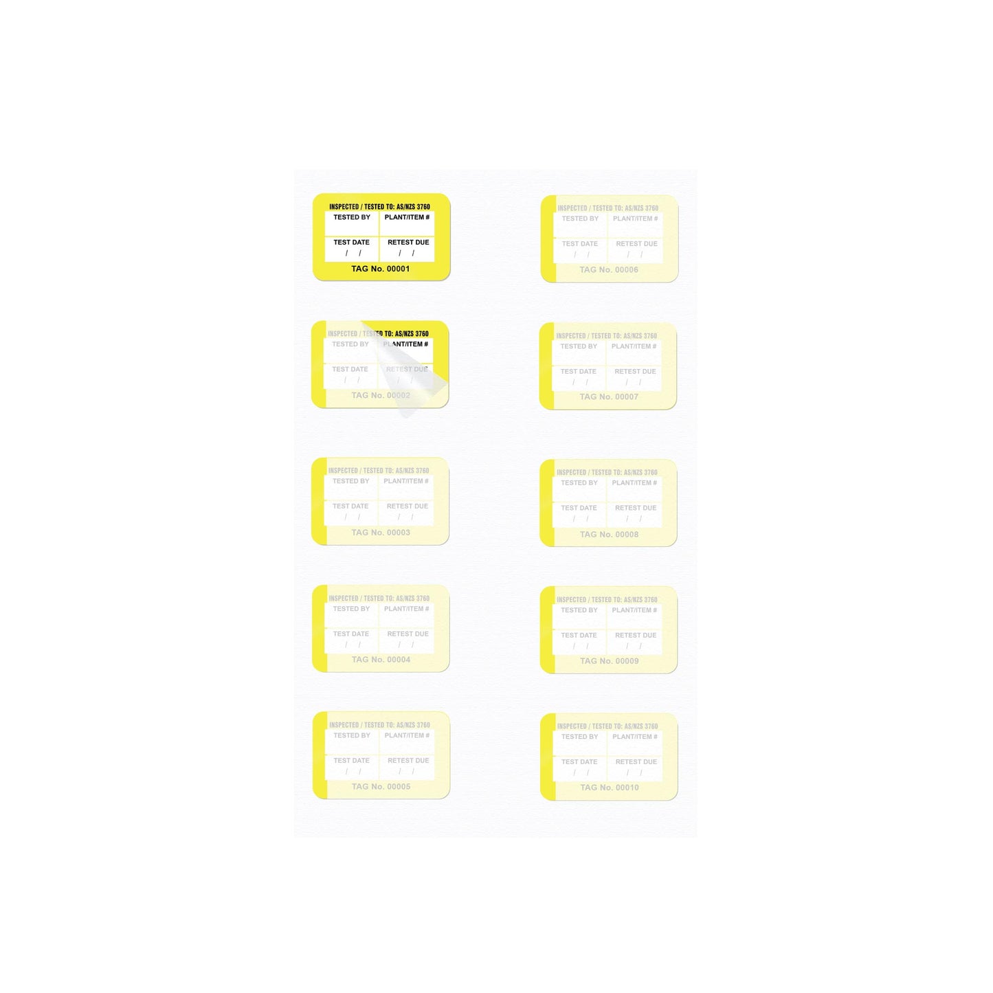 Self Laminating Surface Mount Test Tags 40mm x 25mm (100 pack)