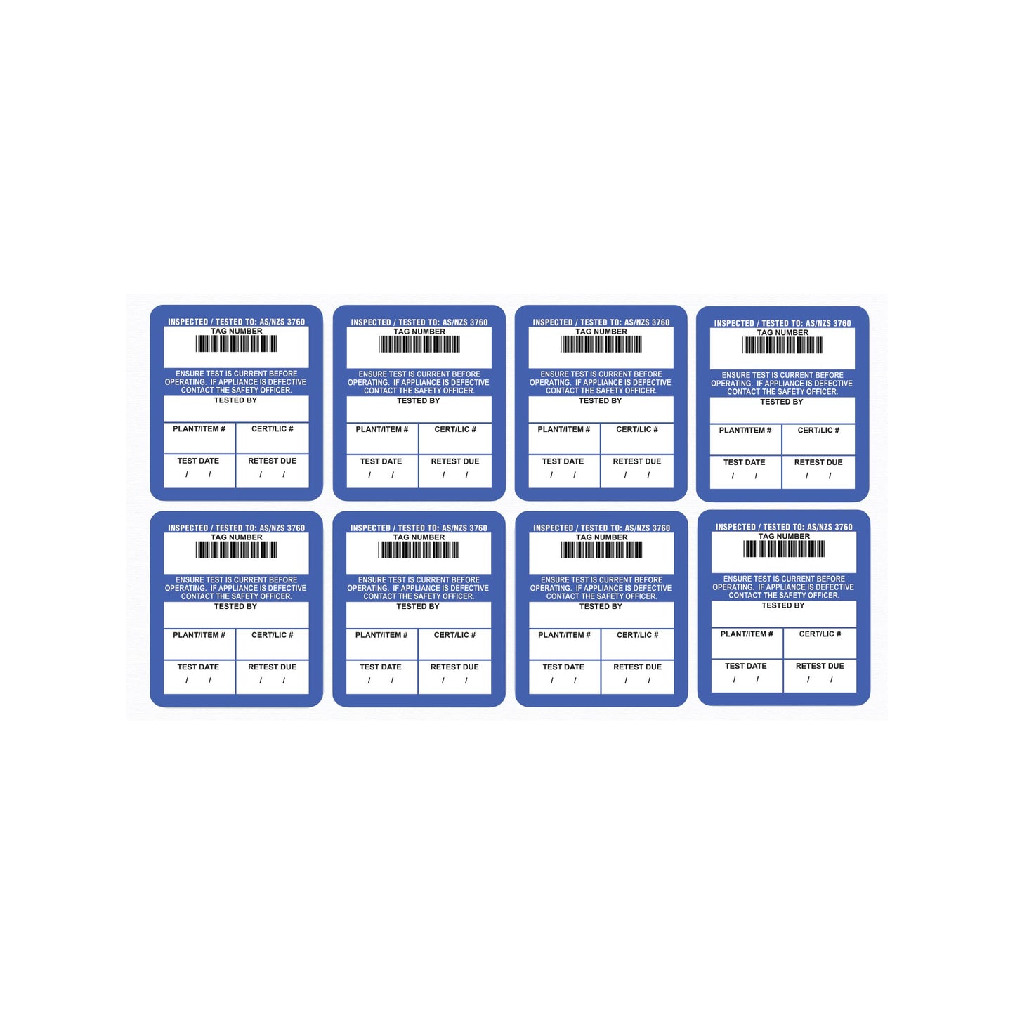 Surface Mount Test Tags 42mm x 48mm (100 pack - non laminated)