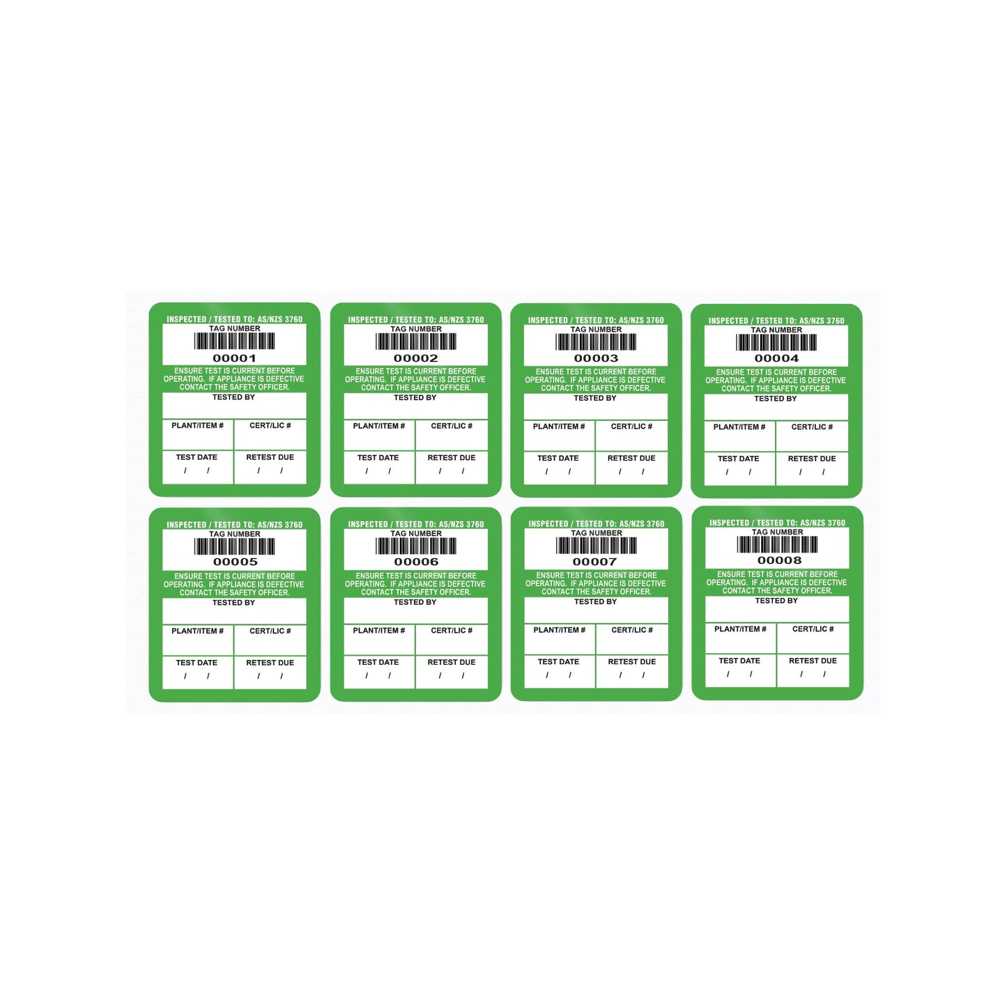 Surface Mount Test Tags 42mm x 48mm (100 pack - non laminated)