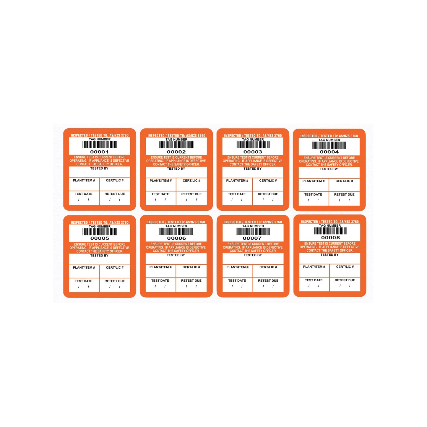 Surface Mount Test Tags 42mm x 48mm (100 pack - non laminated)