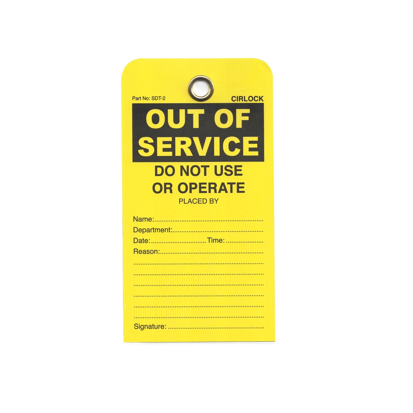 Cirlock SDT-2 Out of Service Tag (5 pack)