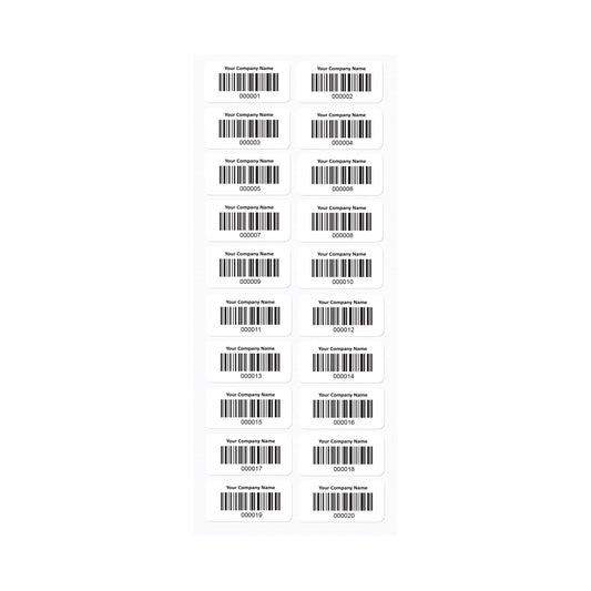 Plastic Asset ID Barcode Labels - 35mm x 17mm (Pack of 500)