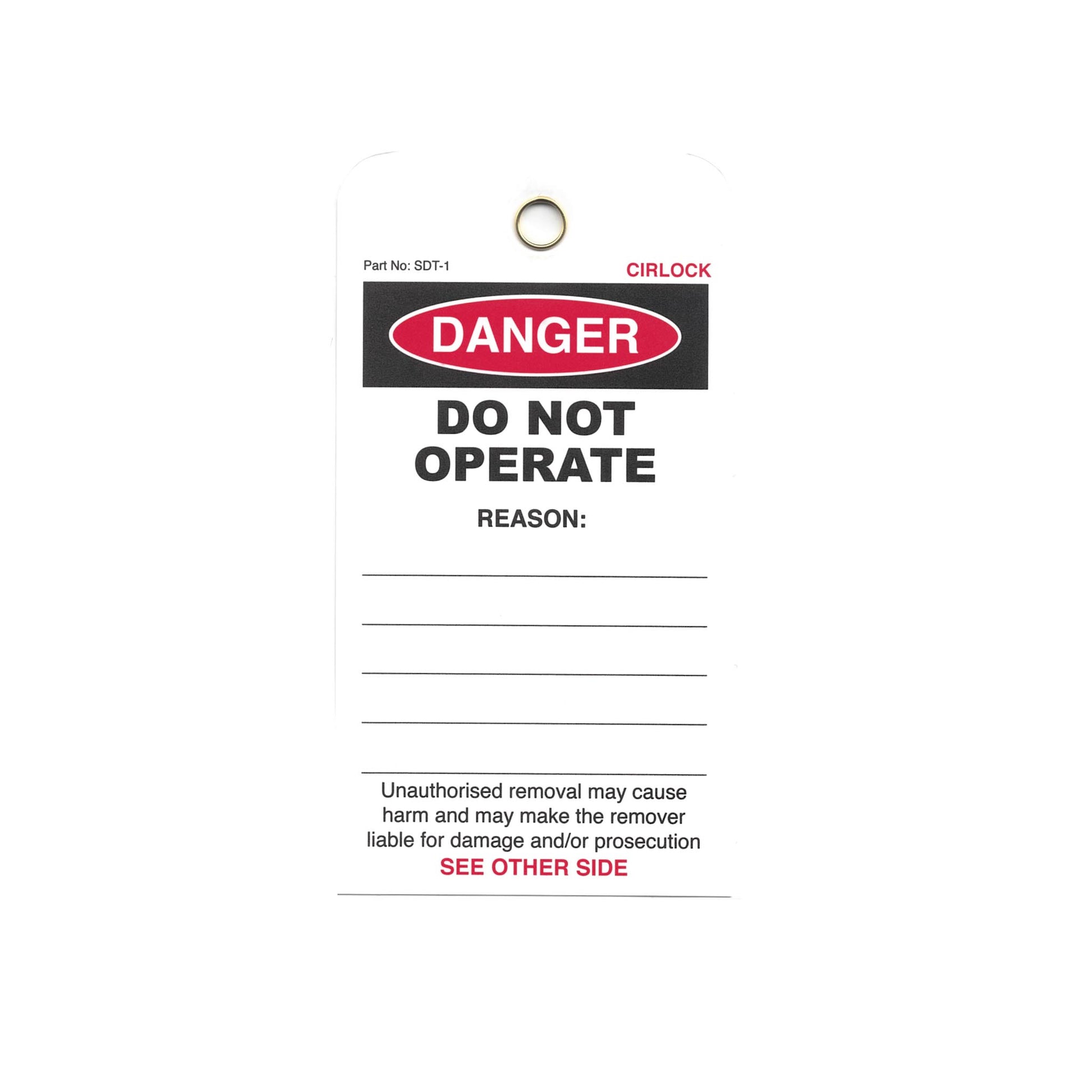 Cirlock SDT-1 Danger Do Not Operate Tag (5 pack) - 1