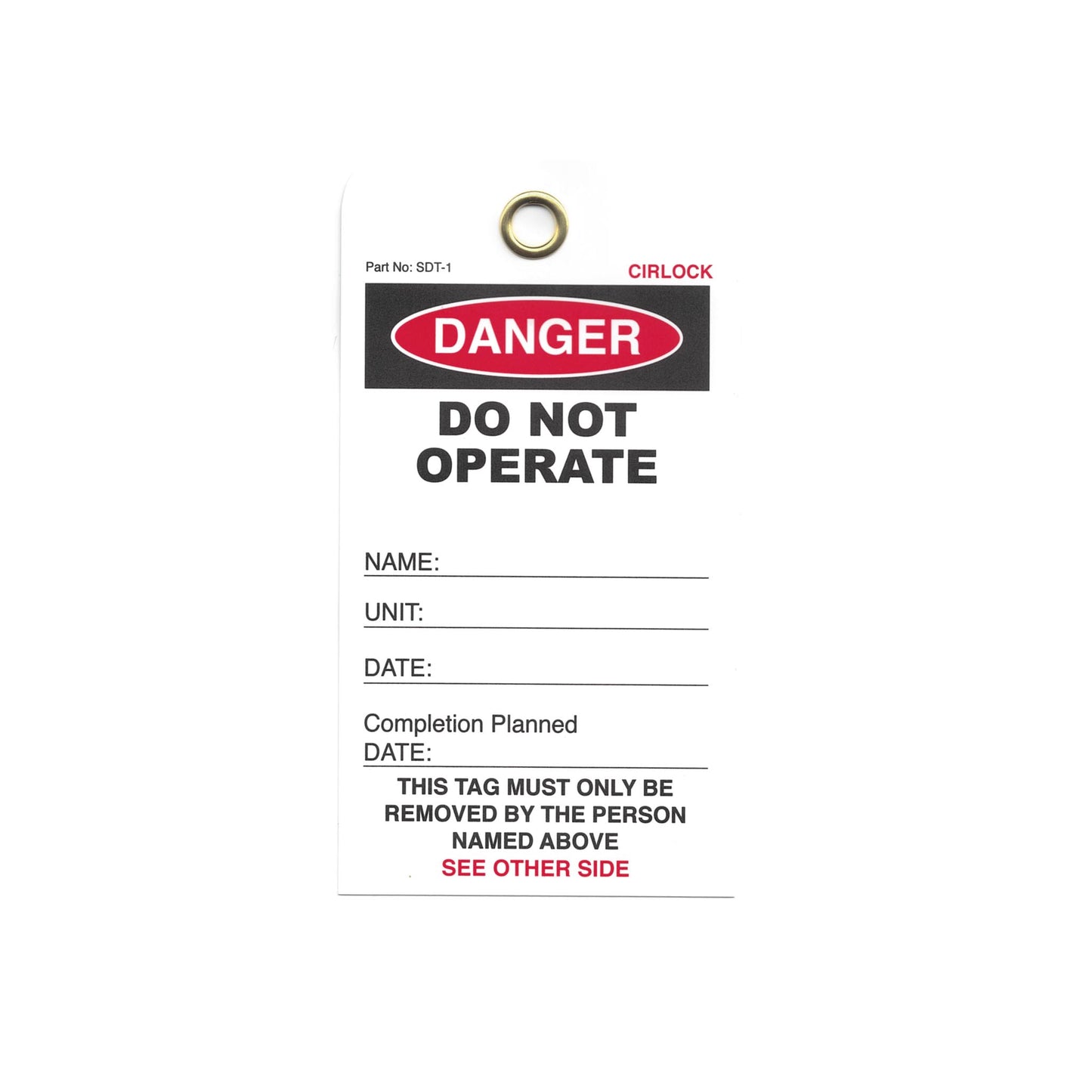 Cirlock SDT-1 Danger Do Not Operate Tag (5 pack)