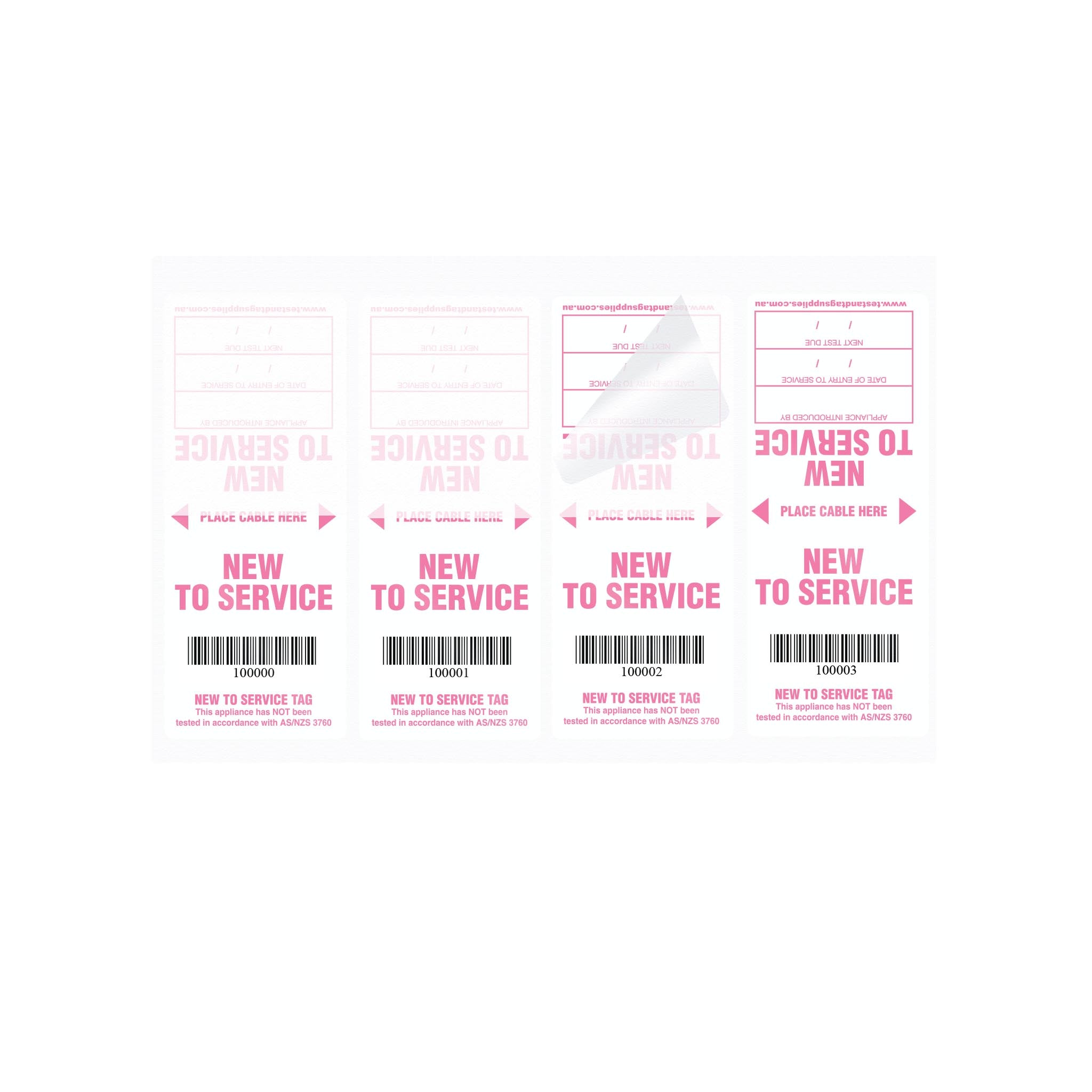 New To Service Tags (100 pack) - with Pen