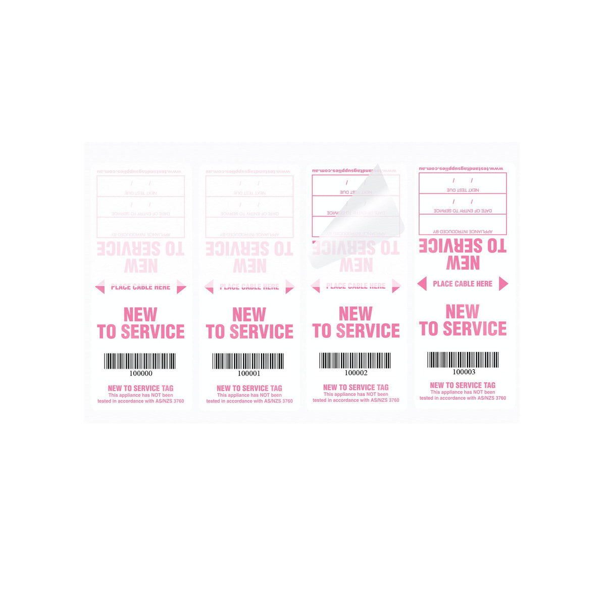 New To Service Tags (100 pack) - with Pen