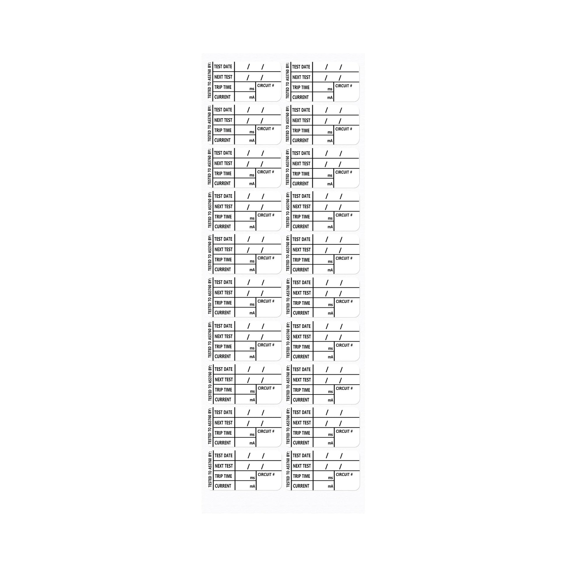 Slimline small RCD test tags (200 pack) 35mm x 17mm - 1