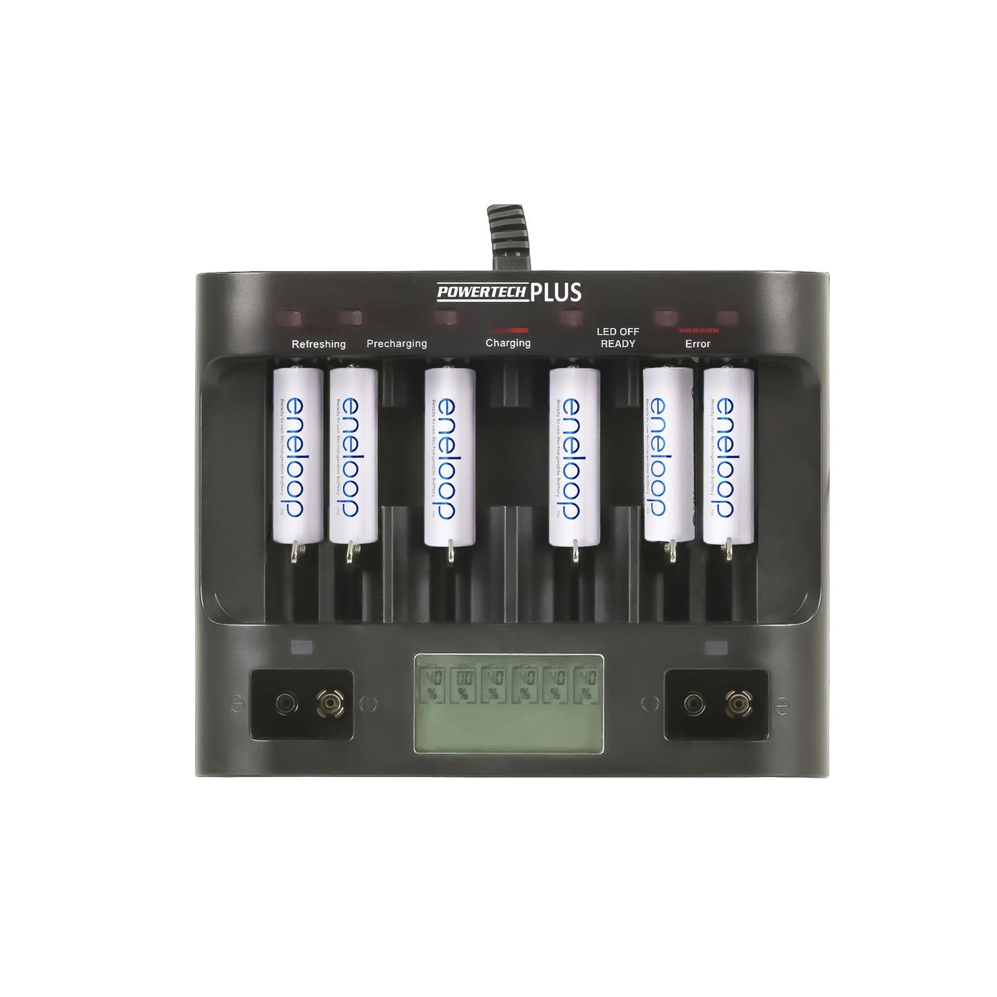 Universal Fast Battery Charger with LCD and 6 x Eneloop AA Rechargable batteries