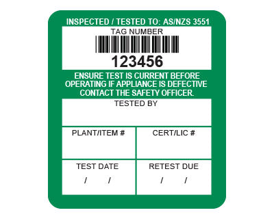 Pac Test Tag AS3551 Medical Self Laminating 42mm x 48mm Surface Mount Tags (100 pac