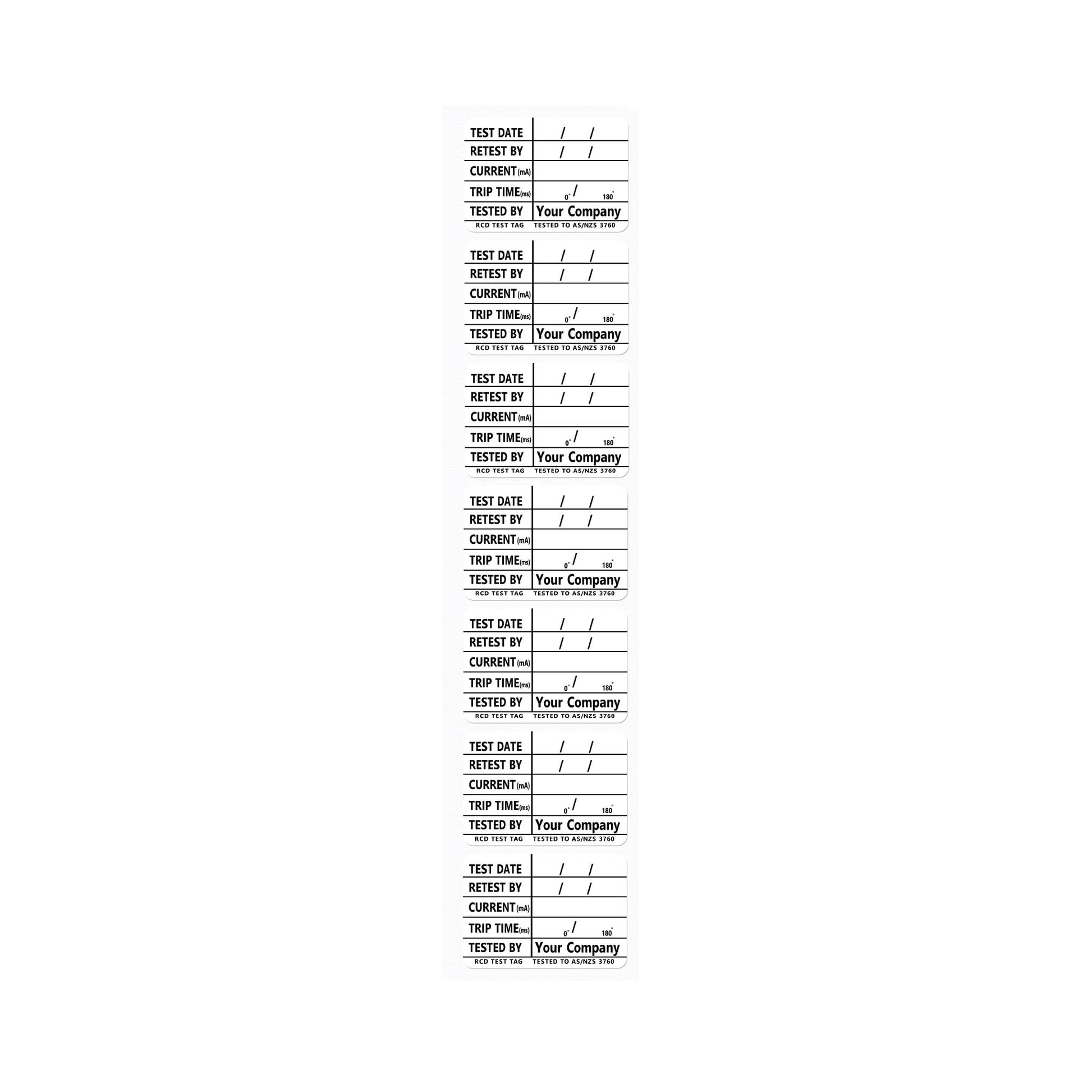 Customised RCD Test Tags - 40mm x 28mm (500 Pack) - 1