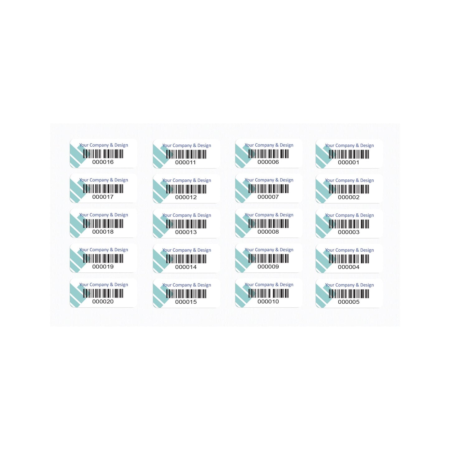 37mm x 16mm Heavy Duty Laminated 1D barcode tag sequentially numbered - 500 Pack