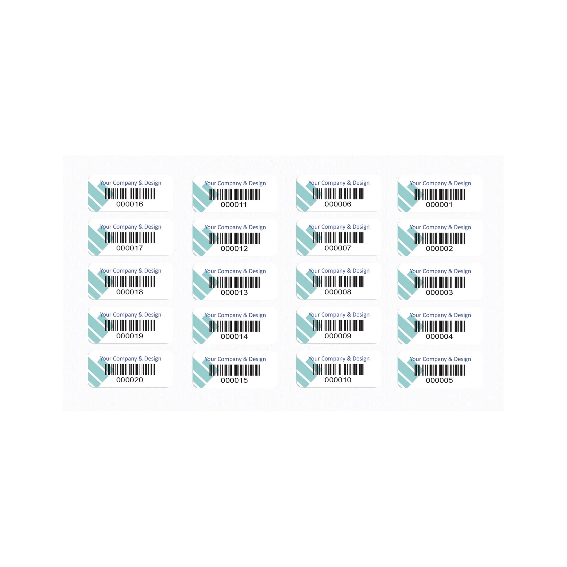 37mm x 16mm Heavy Duty Laminated 1D barcode tag sequentially numbered - 500 Pack - 1