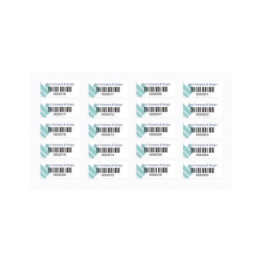 37mm x 16mm Heavy Duty Laminated 1D barcode tag sequentially numbered - 500 Pack