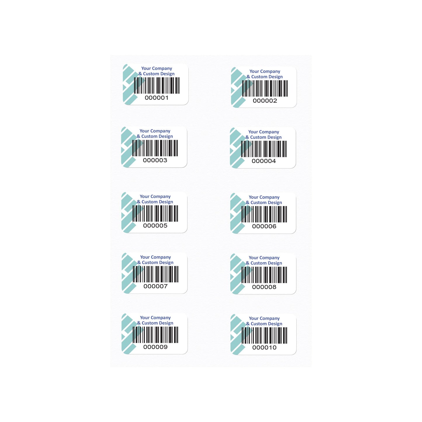 40mm x 25mm Heavy Duty Laminated 1D barcode tag sequentially numbered - 500 Pack