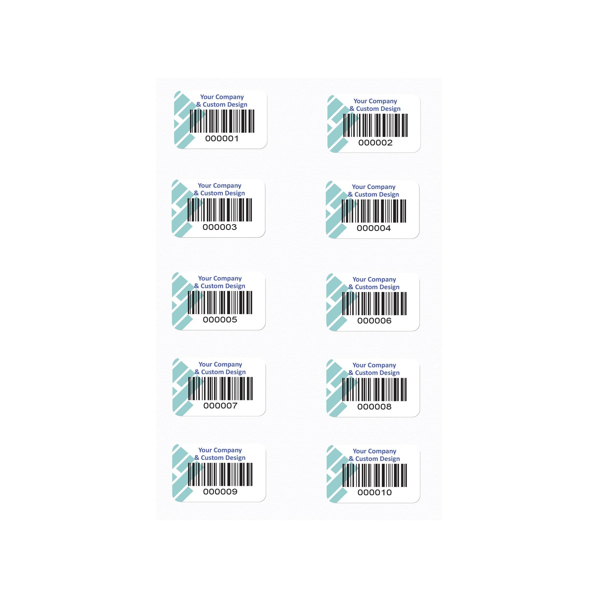 40mm x 25mm Heavy Duty Laminated 1D barcode tag sequentially numbered - 500 Pack - 1