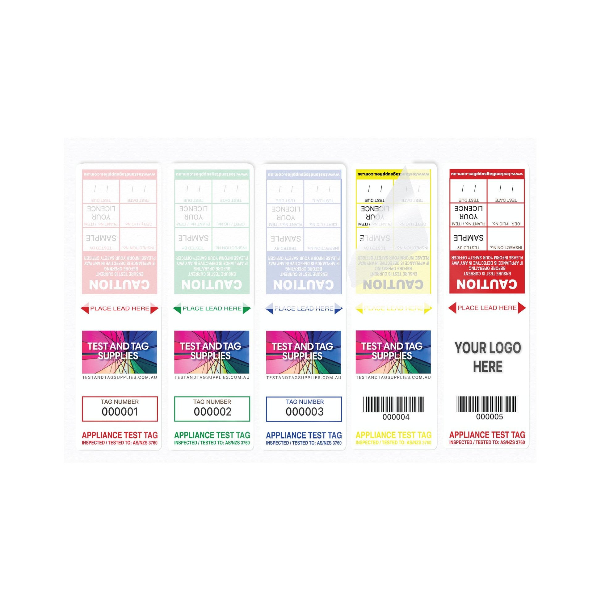 Customised Slimline Self Laminating Test Tags (500 pack) - with pens - 13