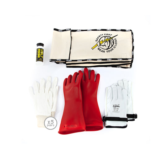Volt Safet Electrical Insulated Glove Kit Class 0 1000V (Size Options)