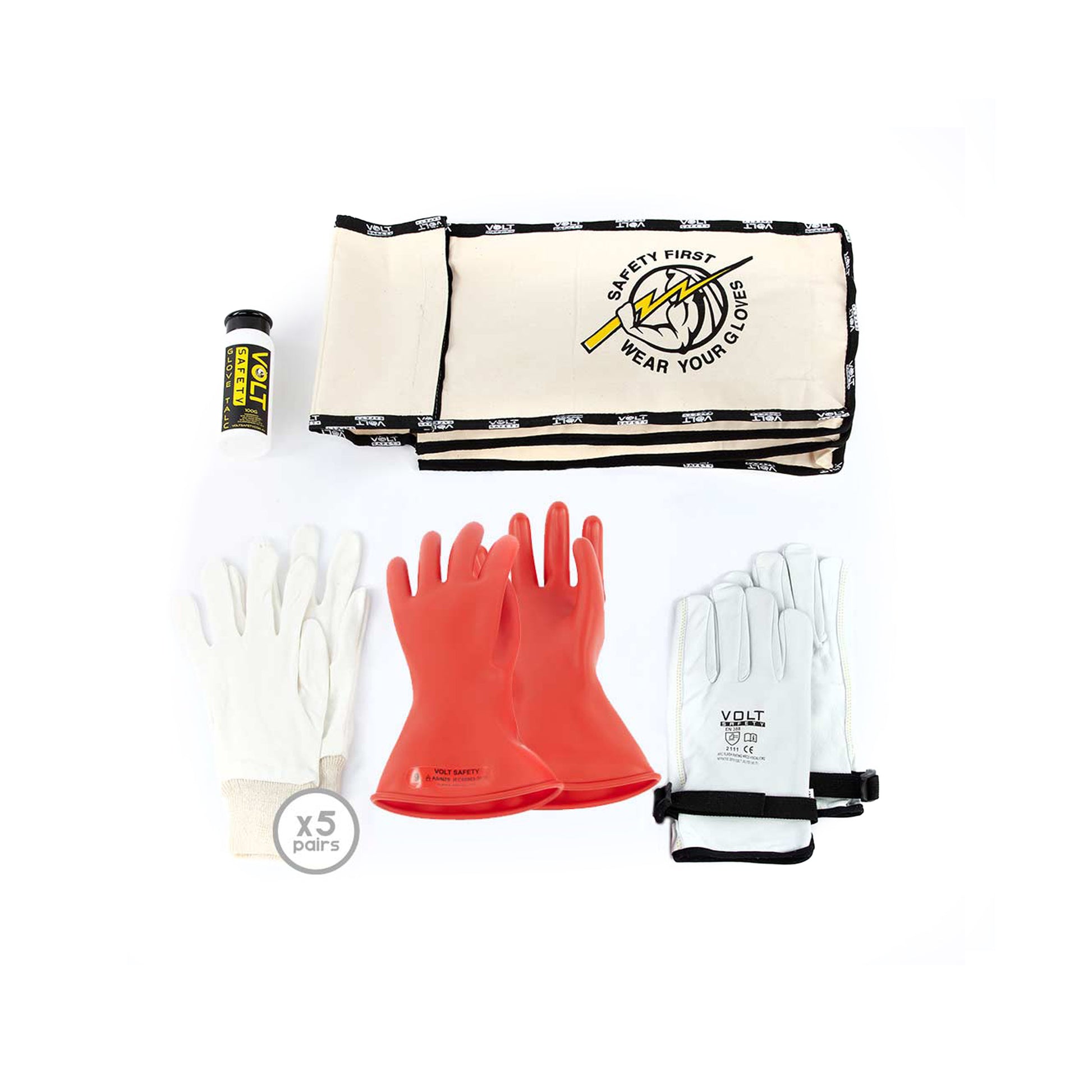 Volt Safet Electrical Insulated Glove Kit Class 0 1000V (Size Options) - 2